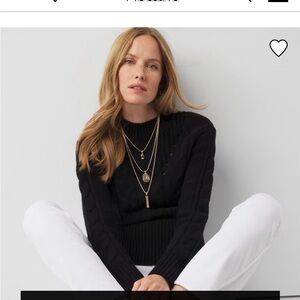 WHBM Cabled Mock Neck Pullover Sweater